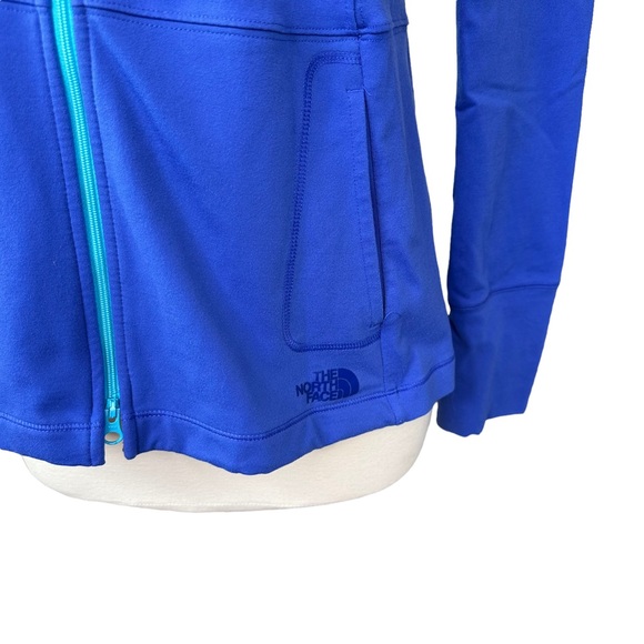 The North Face Zip Up Shirt Vapor Wick Mock Neck Stretch Pockets Blue Medium - Picture 3 of 11